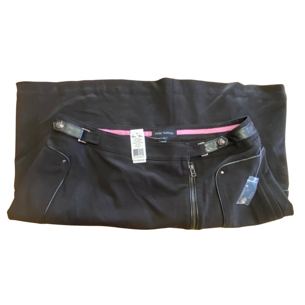 NWT PINK TARTAN STRETCH BLACK WITH FAUX LEATHER ACCENTS, 14, DISCOUNTED - Picture 5 of 8